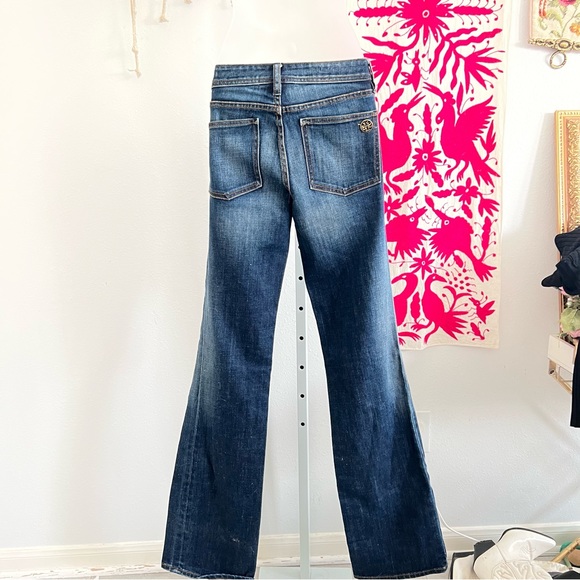 Tory Burch Dark Wash Flare Denim - Picture 5 of 7